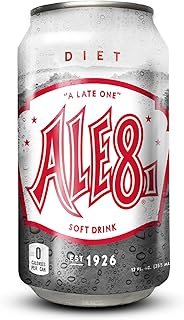 Ale 8 One Ginger Ale Soda with a Caffeine Kick & Hint of Citrus - Original Flavor - Zero Sugar - 12 Pack, Case of 12 Oz Cans - Sugar Free Ginger Soft Drink, Pack of 12