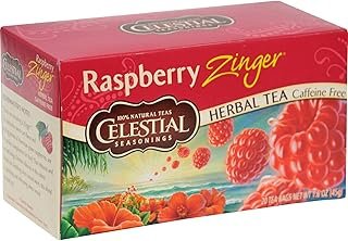 Celestial Seasonings Herbal Tea Caffeine Free Raspberry Zinger - 20 Tea Bags - Case of 6