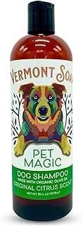 VERMONT SOAP Organics Pet Shampoo - Infused with Organic & Natural Olive Oil, Coconut & Aloe Vera Dog Shampoo for Sensitive Skin - USDA Certified Grooming Pet Shampoo - Original Citrus (16oz)