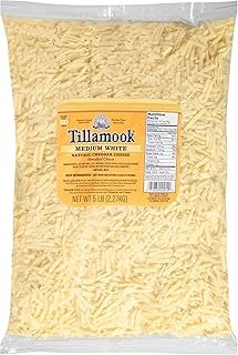 Tillamook White Medium Shredded Cheddar Cheese, 5 Pound - 5 per case.