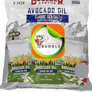 Boulder Canyon Avocado Oil Potato Chips, 6-Pack - Crispy & Healthy Snacks, Made with Real Avocado Oil, Gluten-Free Potato Crisps, Boulder Chips, Siete Style+ Create Sticker