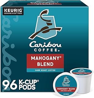 Caribou Coffee Mahogany Keurig Single-Serve K-Cup Pods, Dark Roast Coffee, 96 Count (Pack of 4)