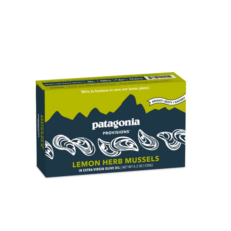Patagonia Provisions Lemon Herb Mussels in Extra Virgin Olive Oil | Responsibly sourced | 16g Protein & Gluten Free
