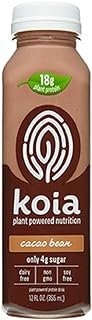Koia Plant Powered Nutrition Cacao Bean Dairy Free Chocolate Milk, 12 Ounce (pack Of 6)
