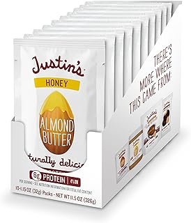 Justin's Honey Almond Butter Squeeze Packs, Gluten-free, Non-GMO, Sustainably Sourced, 1.15 Ounce (10 Pack)