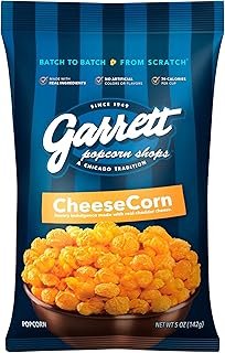 Garrett Popcorn CheeseCorn, 5oz, 1 Bag,​ Cheese Gourmet Popcorn, Gluten Free, Salty Snack, Popped Popcorn Bags
