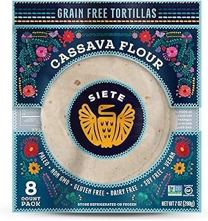 Siete Cassava Flour Tortillas | Gluten Free | Grain Free | Vegan | 8 Tortillas Per Pack (Pack of 6)