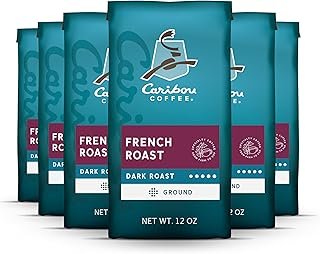 Caribou Coffee Dark Roast Ground Coffee - French Roast 72 Ounces (6 Bags of 12 Ounces)