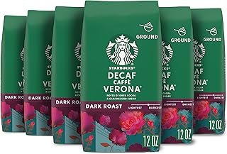 Starbucks Ground Coffee, Dark Roast Coffee, Decaf Caffè Verona, 100% Arabica, 6 bags (12 oz each)