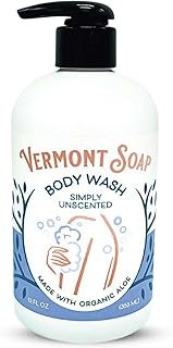 VERMONT SOAP Body Wash, Natural Body Wash with Shea Butter, Mild Gel Body Wash for Moisturizing and Soothing Skin, Fragrance Free Body Wash for Women & Men (Simply Unscented, 12oz)