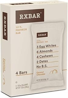RXBAR Coconut Chocolate, Protein Bar, 1.83 Ounce (Pack of 4), High Protein Snack, Gluten Free