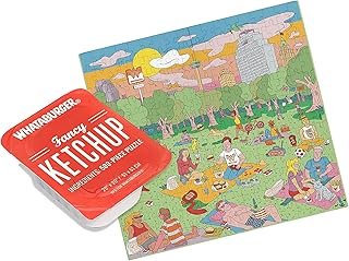 Blue Star Press: Whataburger Fancy Ketchup Puzzle - 500 Pieces - Park Picnic Scene, 20" x 20" Jigsaw, Fun Collectible Condiment Packaging
