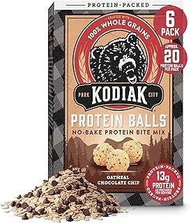 Kodiak Cakes Oatmeal Protein Ball Mix, Chocolate Chip, High Protein, 100% Whole Grains, (Pack of 6)