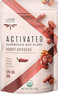 Living Intentions Sprouted Organic Nut Blend– Honey Sriracha – NonGMO – Gluten Free – Vegan – Paleo – Kosher – 4 Ounce Unit