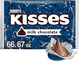 HERSHEY'S KISSES Milk Chocolate Dark Blue Foil, Candy Bulk Bag, 66.67 oz