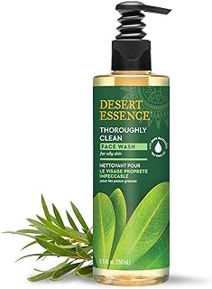 Desert Essence Thoroughly Clean Face Wash with Tea Tree Oil – Natural Facial Cleanser with Castile Soap & Coconut Oil – For Oily & Sensitive Skin – Vegan & Cruelty-Free (8.5 Fl Oz)