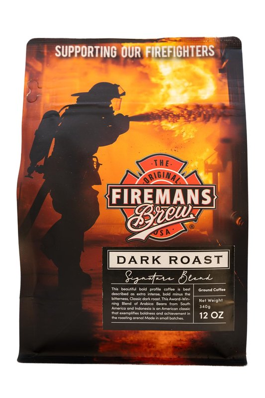 Firemans Brew Dark Roast Coffee – Bold & Robust Ground Coffee – 100% Arabica Beans, Rich, Full-Bodied Flavor – Freshly Roasted Gourmet Coffee – Low Acid, Small Batch Coffee – Supports Firefighter Causes