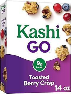 Kashi GO Breakfast Cereal, Vegan Protein, Fiber Cereal, Toasted Berry Crisp, 14oz Box (1 Box)