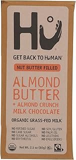 Hu Organic Almond Butter + Almond Crunch Filled in Milk Chocolate Bar, Gluten Free, No Refined Sugar, 2.1 Ounces (Pack Of 6)