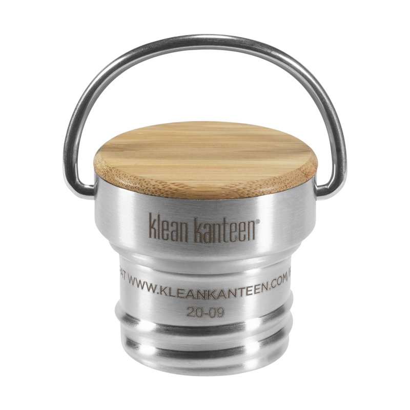 Klean Kanteen Classic Bamboo Cap - Stainless Steel Water Bottle Lid - Made with Sustainably Sourced Bamboo - Brushed Stainless Steel - BPA Free