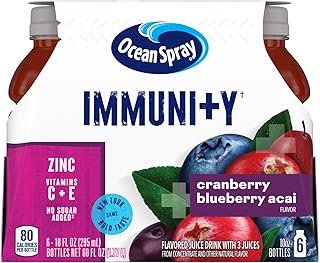 Ocean Spray Immunity Cranberry Blueberry Acai Flavored Juice Drinks, 10 Fl Oz Bottles, 6 Count (Pack of 1)