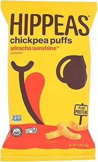 HIPPEAS Organic Sriracha Sunshine Chickpea Puffs, Vegan, 4 Ounces (Pack Of 12)