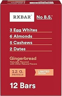 RXBAR Protein Bars, Protein Snack, Snack Bars, Gingerbread, 22oz Box (12 Bars)