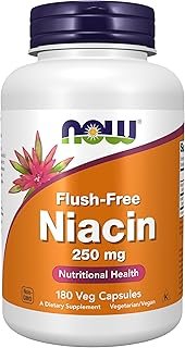 NOW Foods Supplements, Niacin (Vitamin B-3) 250 mg, Flush-Free, Nutritional Health, 180 Veg Capsules