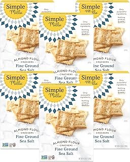 Simple Mills Almond Flour Crackers, Fine Ground Sea Salt - Gluten Free, Vegan, Healthy Snacks, 4.25 Ounce (Pack of 6)