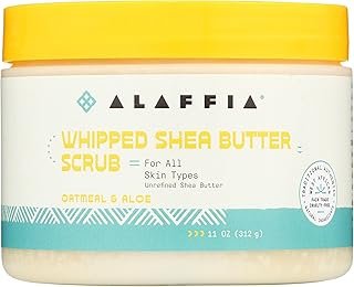 Alaffia Oatmeal & Aloe Whipped Shea Butter Scrub, 11 Oz