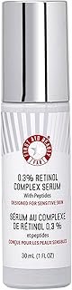 First Aid Beauty 0.3% Retinol Complex Serum with Peptides, Designed for Sensitive Skin, Helps Visibly Improve Lines and Wrinkles with Less Irritation than Traditional Retinol, Non-Comedogenic, 1 oz