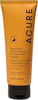 Acure Resurfacing 1% Glycolic Acid & Unicorn Root Cleanser - Exfoliating Face Wash, Glycolic Acid Cleanser for Face, Brightening Anti Aging Cream to Foam Facial Cleanser, Sulfate Free, Vegan - 4 fl oz