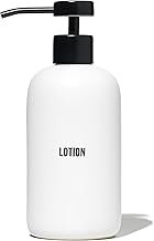 Public Goods Ceramic Lotion Dispenser Pump for Bathroom | Hand & Body Lotion Refill Bottle | Made Stoneware and Black Stainless Steel | 12 Oz Dispenser