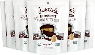 Justin's Organic Mini Dark Chocolate Peanut Butter Cups, 4.7 Ounce Bag (6 Pack)