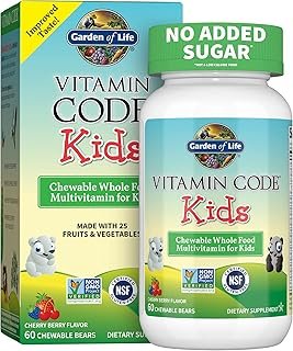 Garden of Life Vegetarian Multivitamin Supplement for Kids - Vitamin Code Kids Chewable Raw Whole Food Vitamin with Probiotics, 60 Chewable Bears