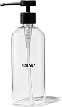 Public Goods Glass Dish Soap Dispenser Pump for Kitchen Sink | Liquid Dish Soap Refill Bottle | Made with Clear Borosilicate Glass and Black Stainless Steel | 16 Oz Dispenser