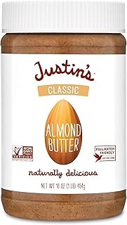 Justin's Classic Almond Butter, Only Two Ingredients, No Stir, Gluten-free, Non-GMO, Keto-friendly, Responsibly Sourced, 16 Ounce Jar, Pack of 1