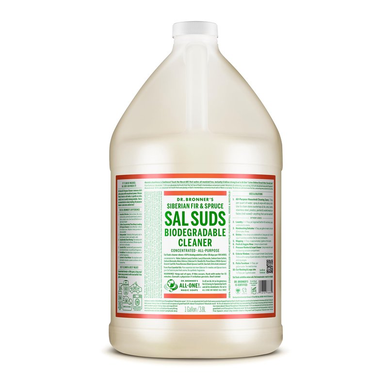 Dr. Bronner's Sal Suds Biodegradable Cleaner (1 Gallon) - All-Purpose, Pine Cleaner for Floors, Laundry and Dishes, Concentrated, Cuts Grease and Dirt, Powerful Formula