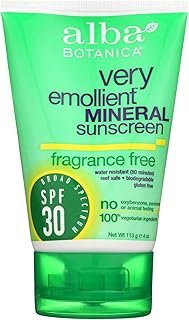 Alba Botanica Sensitive Mineral Sunscreen Fragrance Free, SPF 30 4 oz