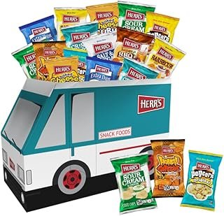 HERR'S Variety Snack Truck Box, Assorted Flavors, 42-Pack - Crisp 'N Tasty, Barbecue, Sour Cream & Onion Potato Chips, Cheese Curls, Pretzels, Popcorn & More