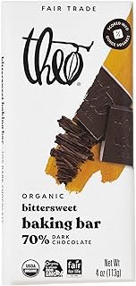 THEO Chocolate Organic Dark Chocolate Baking Bar, 70% Cacao, 4 Ounce Bar, 10 Pack | Vegan, Fair Trade