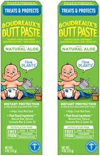 Boudreaux's Butt Paste with Natural Aloe Diaper Rash Cream, Ointment for Baby, 4 oz. Tube, (Pack of 2)