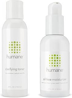Humane Clarifying Toner and Oil-Free Moisturizer Bundle - Acne Treatment for All Skin Types