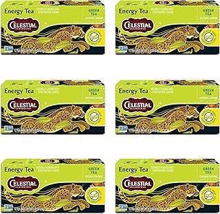 Celestial Seasonings Energy Green Tea, Caffeinated, 12 Tea Bags Box (Pack of 6)