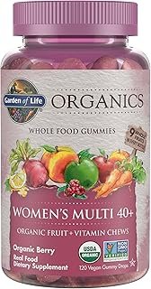 Garden of Life Organics Women 40+ Gummy Vitamins - Berry - Certified Organic, Non-GMO, Vegan, Kosher Complete Multi - Methyl B12, C & D3 - Gluten, Soy & Dairy Free, 120 Real Fruit Gummies
