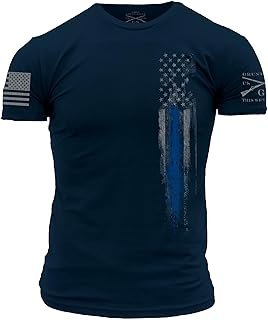 Grunt Style Blue Line Flag Men's T-Shirt