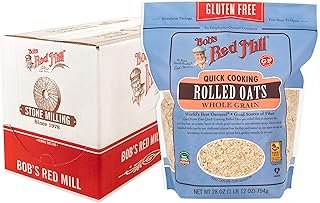 Bob's Red Mill Gluten Free Quick Cooking Rolled Oats, 28oz (Pack of 4) - Non GMO, Whole Grain, Vegan, Kosher