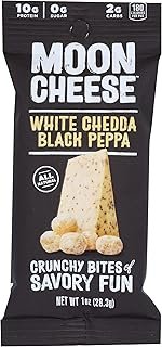 Moon Cheese White Chedda Black Pepper, Low Carb, Keto-Friendly, High Protein Snack, 1 Oz (Pack of 48)