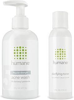 humane Regular-Strength Acne Wash and Clarifying Toner Bundle - 5% Benzoyl Peroxide Acne Treatment
