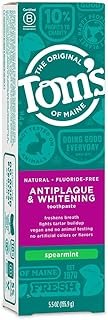 Tom's of Maine Fluoride-Free Antiplaque & Whitening Natural Toothpaste, Spearmint, 5.5 oz.